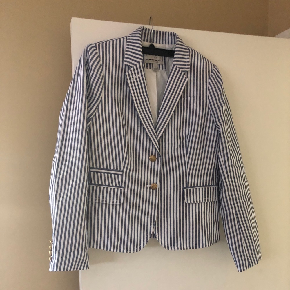 J. Crew blue and white striped blazer